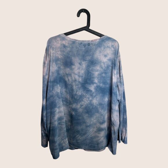 🌫️ LARGE RECYCLED HAND TIE DYED AMERICAN APPAREL DO OVER STUDIO 100% SILK TOP - Picture 3 of 5